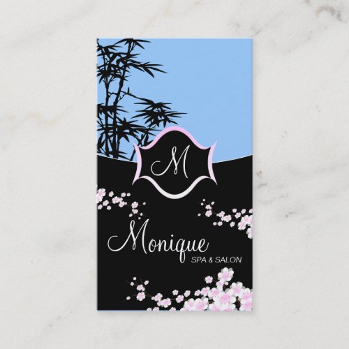 Spa &amp; Salon Business Card - Monogram Blossoms
