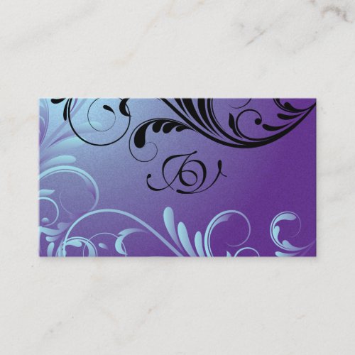 Spa &amp; Salon Business Card Monogram Purple &amp; Blue