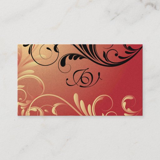 Customizable Spa &amp; Salon Business Card Monogram Yellow and Red