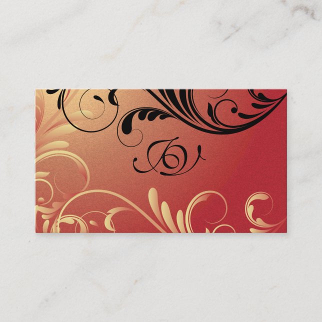 Spa & Salon Business Card Monogram Yellow and Red (Front)