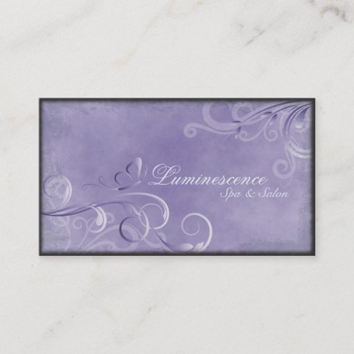 Customizable Spa Salon Business Card Vintage Swirls Butterfly