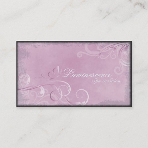 Customizable Spa Salon Business Card Vintage Swirls Butterfly