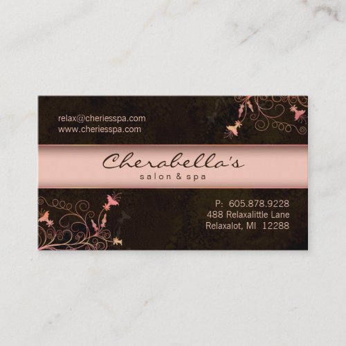 Spa - Salon Flower Elegant Peach Business Card
