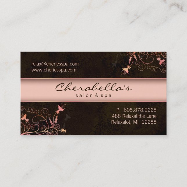 Spa - Salon Flower Elegant Peach Business Card (Front)