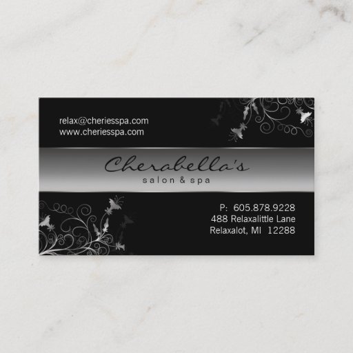 Customizable Spa - Salon Flower Elegant Silver Business Card