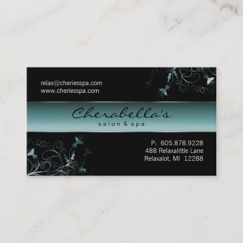 Spa - Salon Flower Elegant Teal Business Card