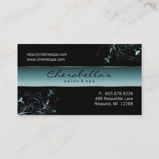 Customizable Spa - Salon Flower Elegant Teal Business Card