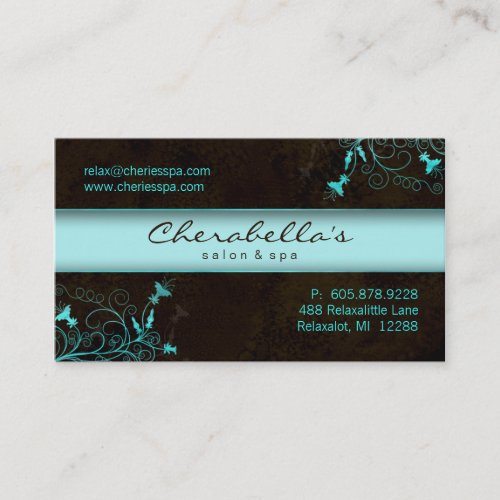 Spa - Salon Flower Elegant Turquoise Business Card