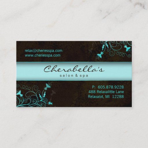 Customizable Spa - Salon Flower Elegant Turquoise Business Card