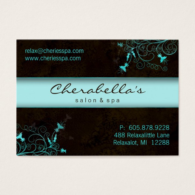 Spa - Salon Flower Elegant Turquoise Gift Card (Front)