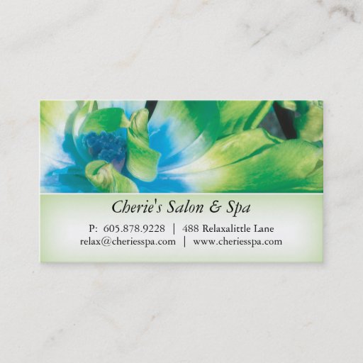 Customizable Spa - Salon Green Flower 1 Business Card