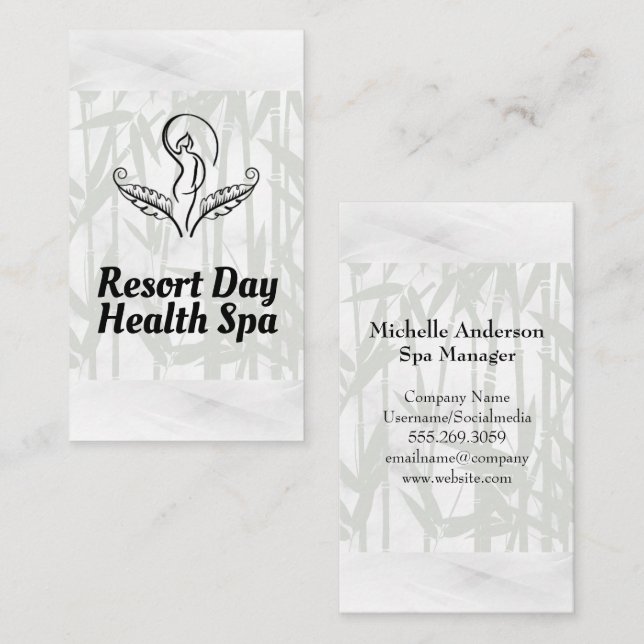 Spa Salon Logo | Bamboo Background Business Card (Front/Back)