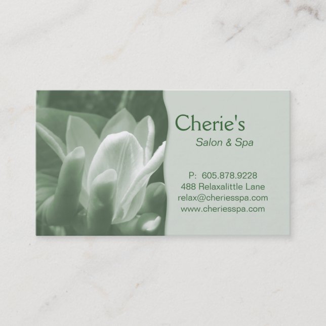 Spa - Salon Manicure Green Business Card (Front)