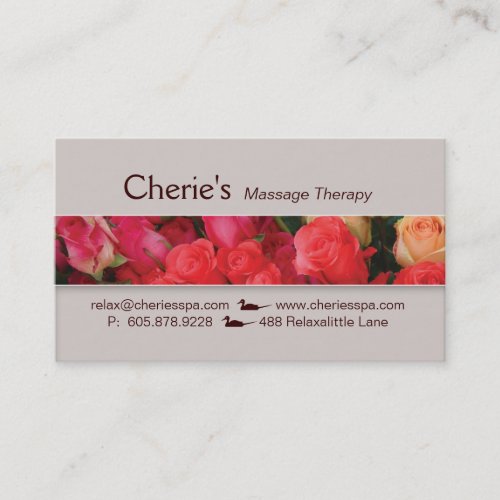 Spa _ Salon Massage Therapy Roses Business Card