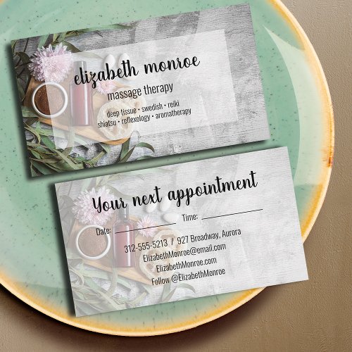 Spa Salon Massage Therapy Script Business Card