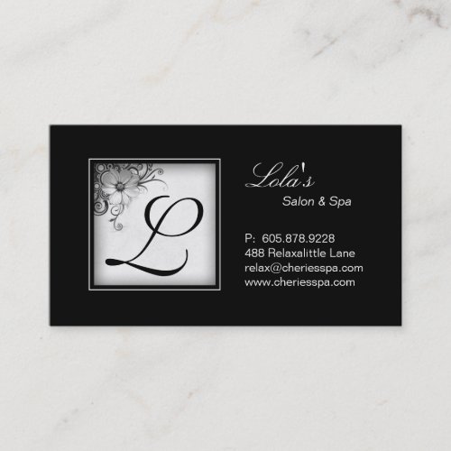 Spa - Salon Monogram BW Business Card 2