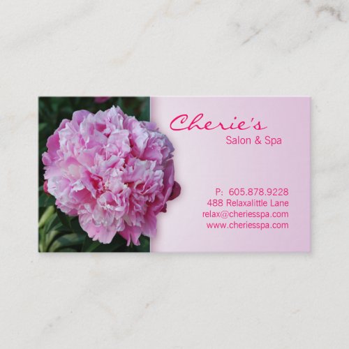 Spa - Salon Pink Peony Flower Business Card