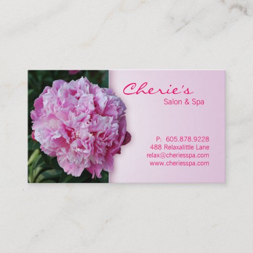 Customizable Spa - Salon Pink Peony Flower Business Card