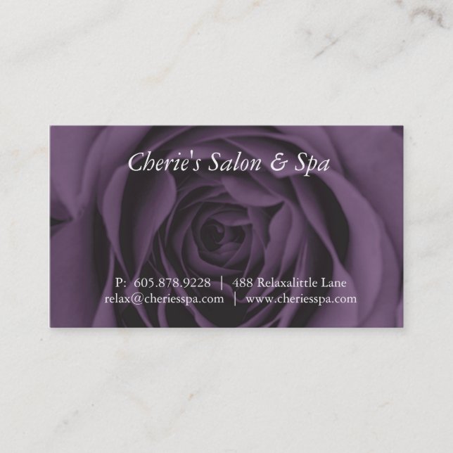 Spa - Salon Purple Rose 1 Business Card (Front)