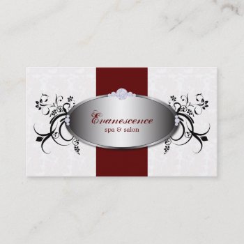Spa Salon Red Swirls Floral Elegant Business Card by OLPamPam at Zazzle