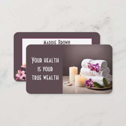 Spa Salon with Towels and Orchids  Business Card