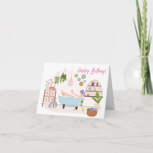 Spa Self Care Happy Birthday Woman Greeting Card (Front)