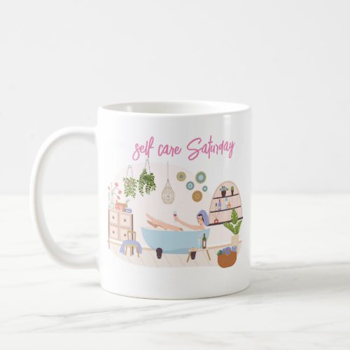 Spa Self Care Saturday Personalized Name Coffee Mug