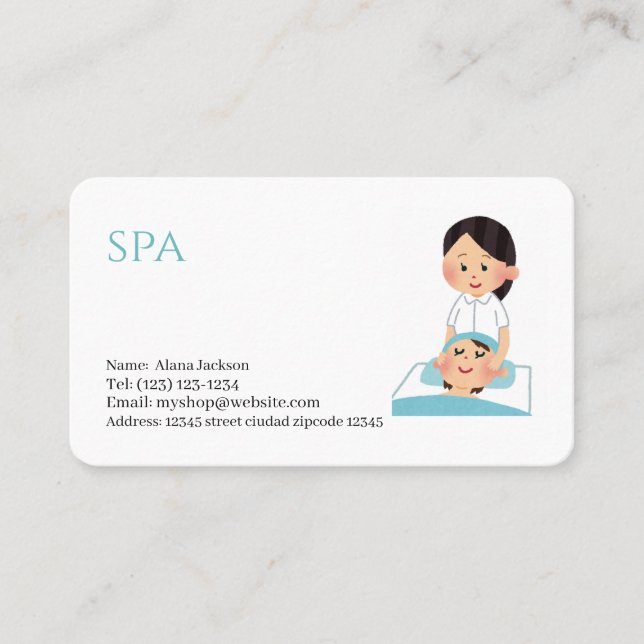 spa  services editable   business card (Front)