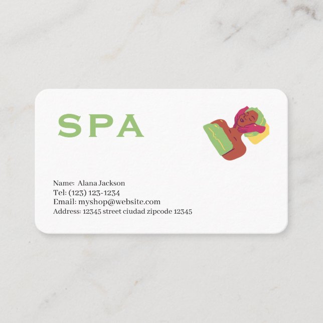 spa  services editable   business card (Front)