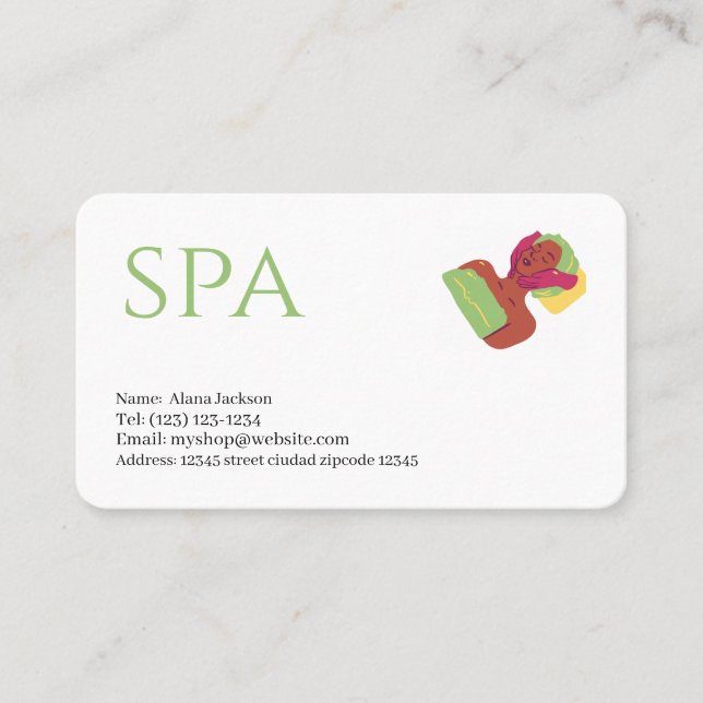 spa  services editable   business card (Front)