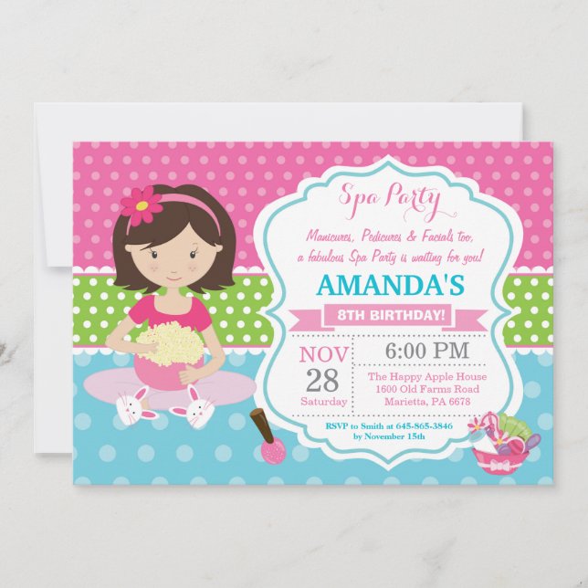 Spa Sleepover Birthday Party Invitation (Front)