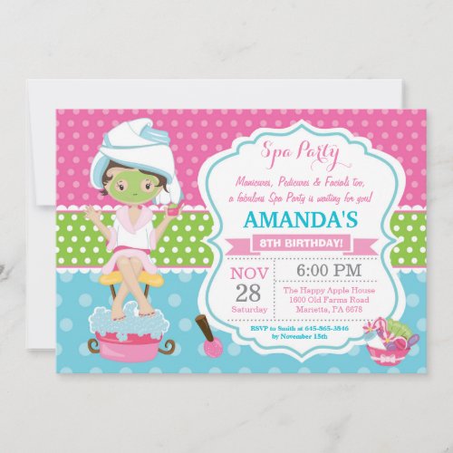 Spa Sleepover Birthday Party Invitation