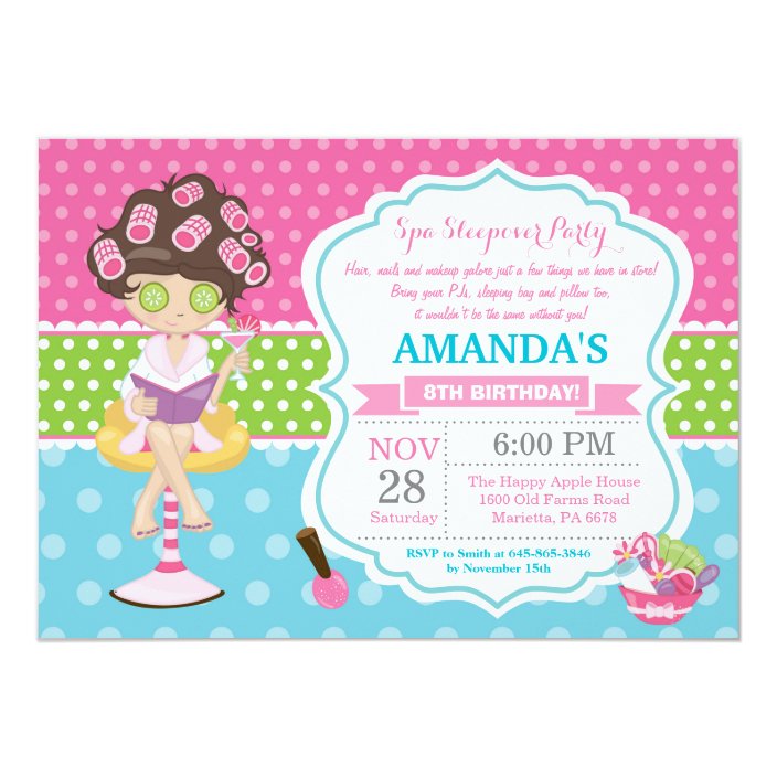Spa Sleepover Slumber Birthday Party Invitation Zazzle Spa Sleepover Slumber Birthday Party