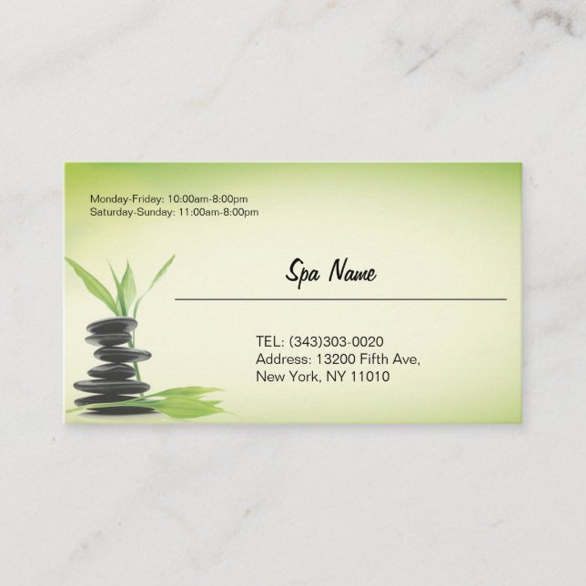 Spa store business cards (Front)