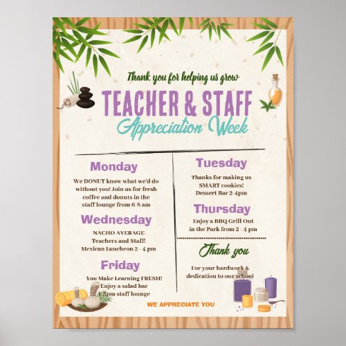 Spa Teacher and Staff Appreciation Week template Poster