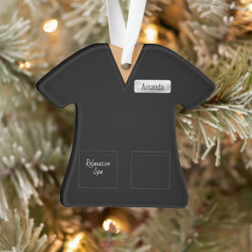 Spa Technician Black Scrubs Profession Ornament