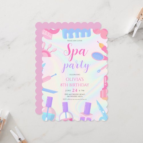 Spa theme girl birthday invitation