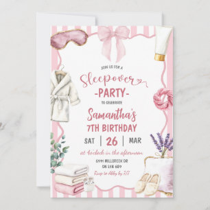 Spa Theme Sleepover Party Birthday Invitation