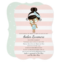Spa Themed Bridal Shower Invitations Dark Skin
