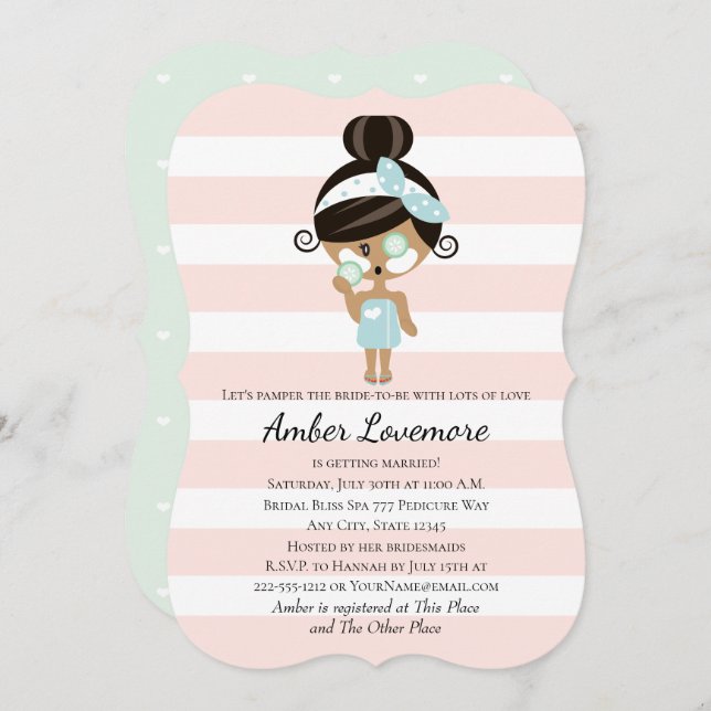 Spa Themed Bridal Shower Invitations Dark Skin (Front/Back)