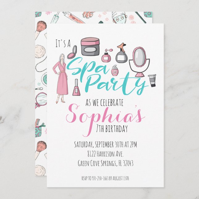 Spa Themed Party Invitation (Front/Back)