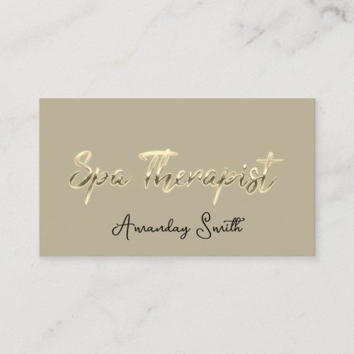 SPA Therapist Script Gold QR Code Logo Mint Green Business Card