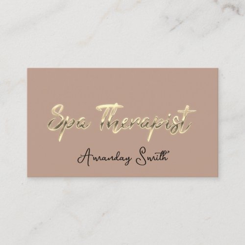 SPA Therapist Script QR Code Logo Rose Gold Powder Business Card