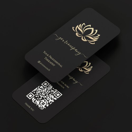 Spa Therapist Yoga Instructor Elegant Gold Lotus  Business Card