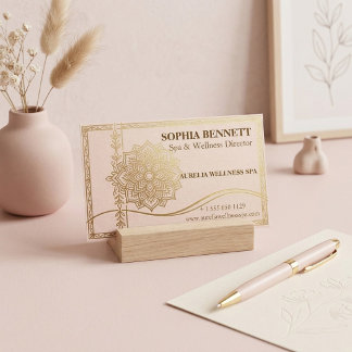 Spa Wellness Director | Faux Gold Luxury Pale Pink Business Card