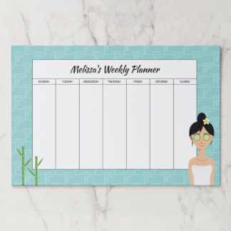 Spa Woman Illustration Custom Name Weekly Planner Paper Pad