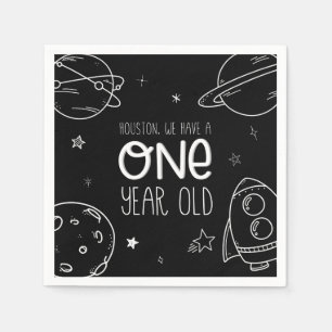 Space 1st Birthday - Houston One Year Old - Napkin
