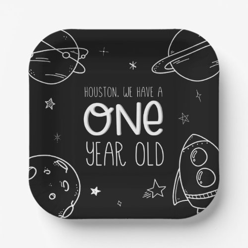 Space 1st Birthday _ Houston One Year Old _ Plates