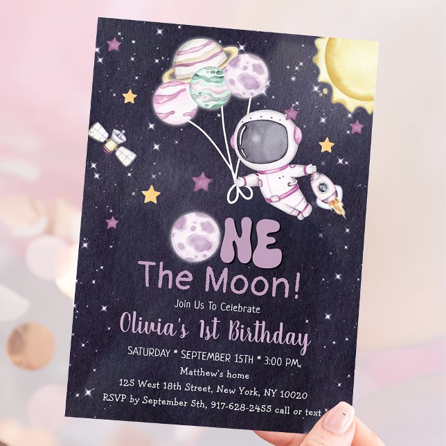 Space 1st Birthday Party First Trip Around The Sun Invitation (Creator Uploaded)