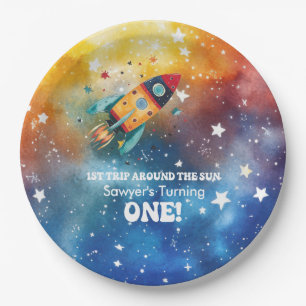 Space 1st Birthday Party First Trip Around the Sun Paper Plates